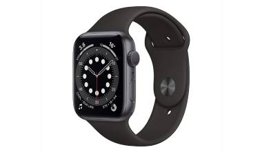 Apple Watch Series 6 GPS, 44mm Space Gray Aluminium Case with Black Sport Band - Regular